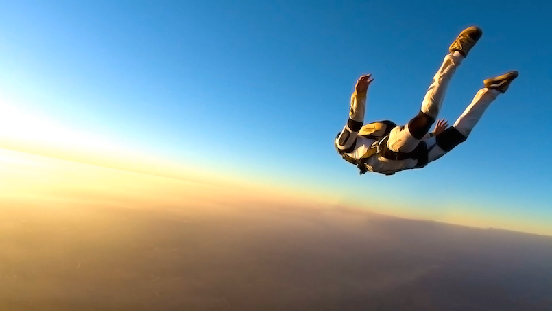 person skydiving from stratosphere