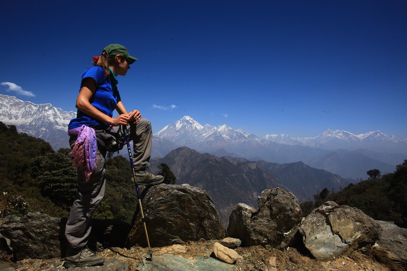 woman trekking in the himalayas