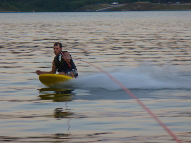 knee boarding on the lake