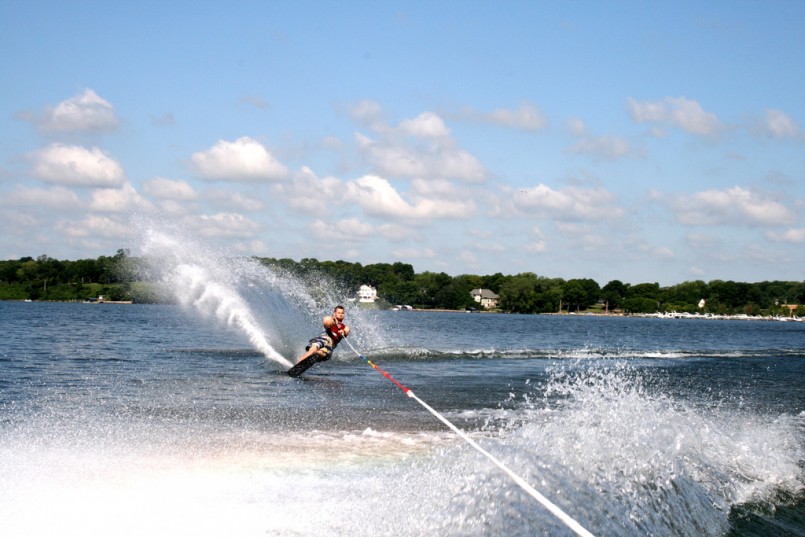 water skiing on the lake
