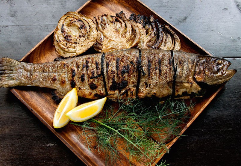grilled trout with fennel bulbs and lemon