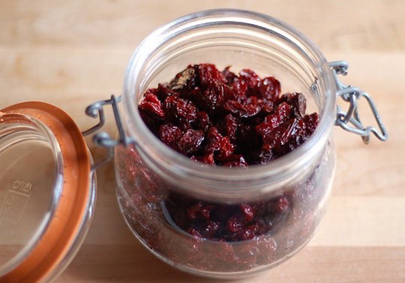 homemade dried cherries in jar