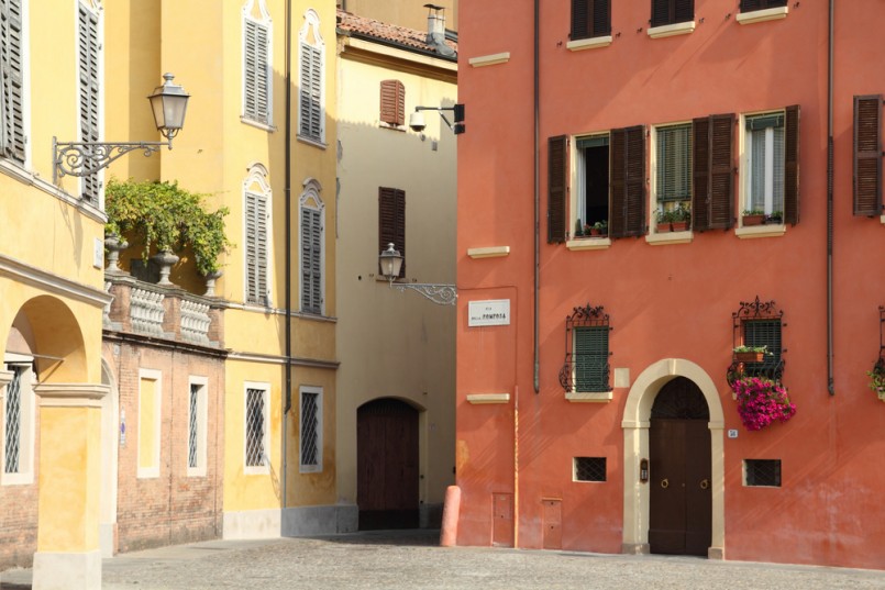 Modena, Italy - Emilia-Romagna region. Colorful Mediterranean architecture