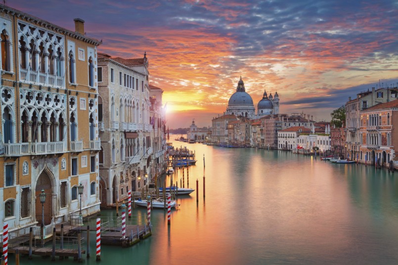 Venice. Image of Grand Canal in Venice, with Santa Maria della Salute Basilica in the background