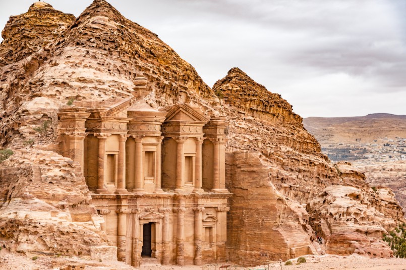 Ad Deir in the ancient Jordanian city of Petra, Jordan. Petra has led to its designation as a UNESCO World Heritage Site. Ad Deir is known as The Monastery