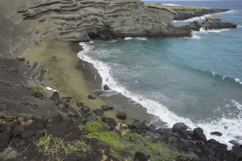 Green sand beach in Hawaii