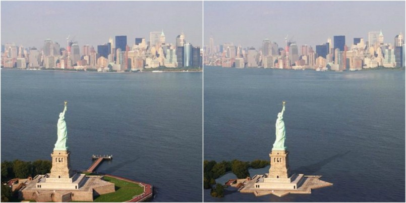 Statue of Liberty, New York City now and in 2200