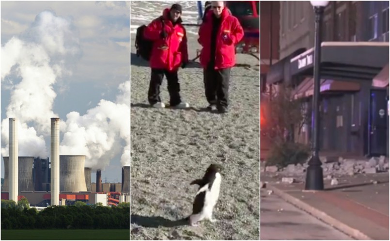 smoke pollution climate change concept climate scientists penguin antarctica earthquake