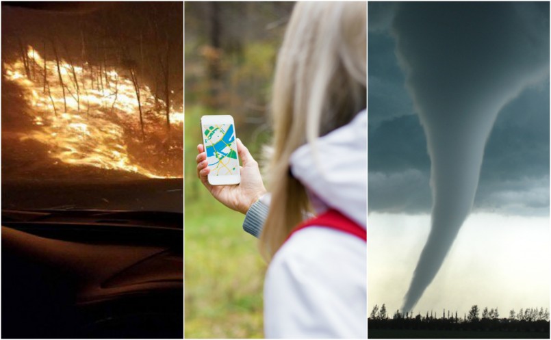 planet roundup smoky mountain wildfires forest fires blonde outdoor woman with apple phone app tornado climate change