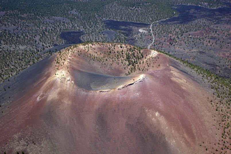 Aerial view of Sunset Crater in Northern Arizona